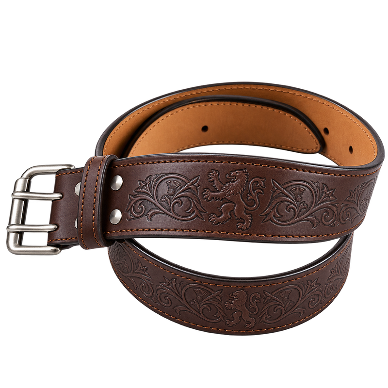 Brown Rampant Leather Kilt Belt