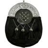 Chrome Plain Celtic Studded Targe Black Calfskin Sporran