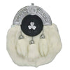 Chrome Plain Shamrock Targe White Rabbit Sporran
