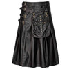 Cowhide Black Leather Gothic Kilt