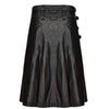 Cowhide Black Leather Gothic Kilt