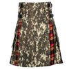 Digital Camo Buchanan Tartan Scottish Utility Cargo Hybrid Kilt