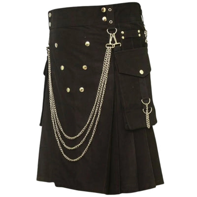 Famous Cargo Utility Kilt With Golden Chains - view 2