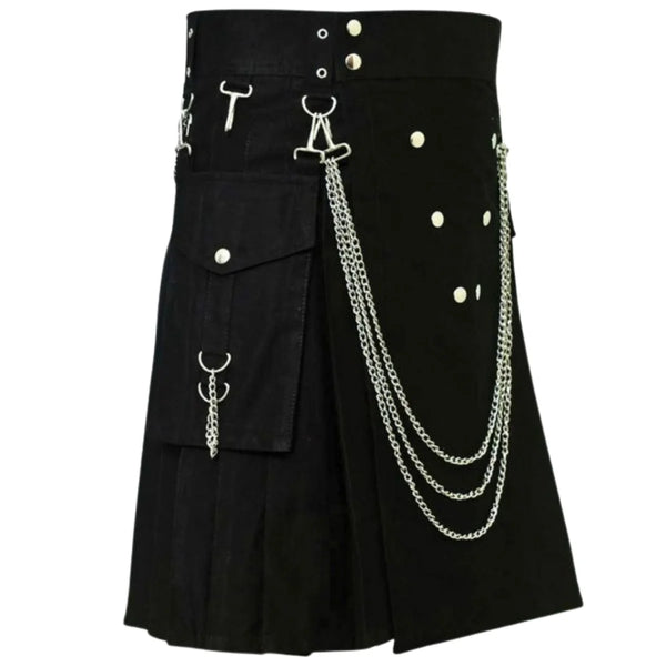 Famous Cargo Utility Kilt With Golden Chains