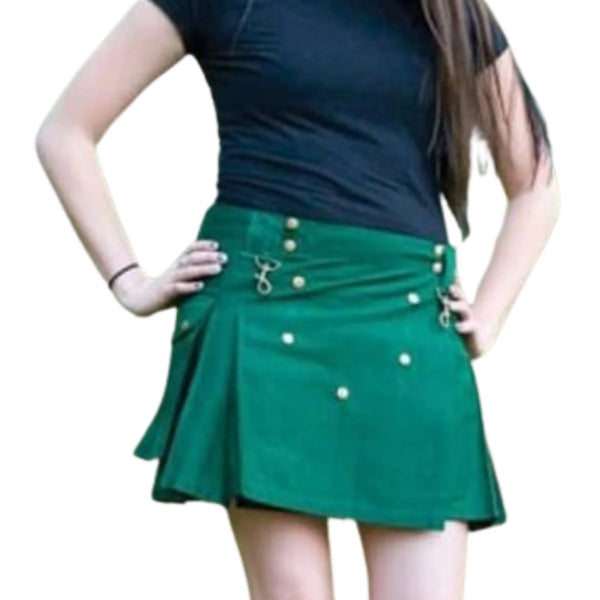 Fashion Green Women Utililty Kilt