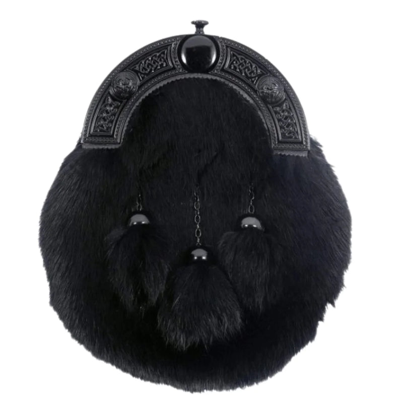Flack Full Dress Black Rabbit Celtic Knot Sporran