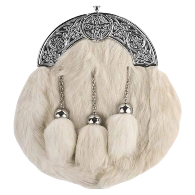 Full Dress Chrome White Rabbit Celtic Cross Sporran