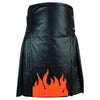 Genuine Fire Flame Black Leather Kilt