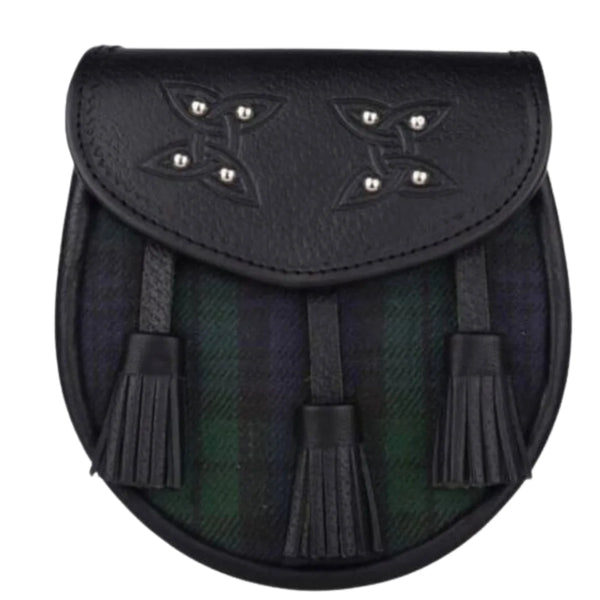 Genuine Leather with Black Watch Tartan Sporran