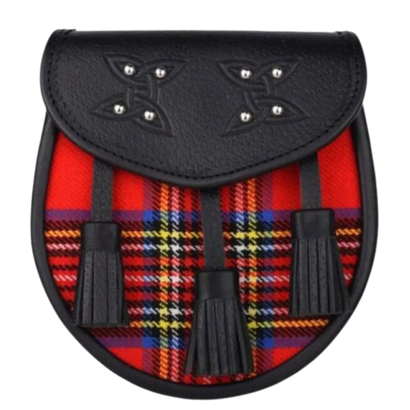 Genuine Leather with Royal Stewart Tartan Sporran