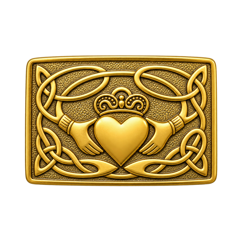 Gold Claddagh Kilt Buckle