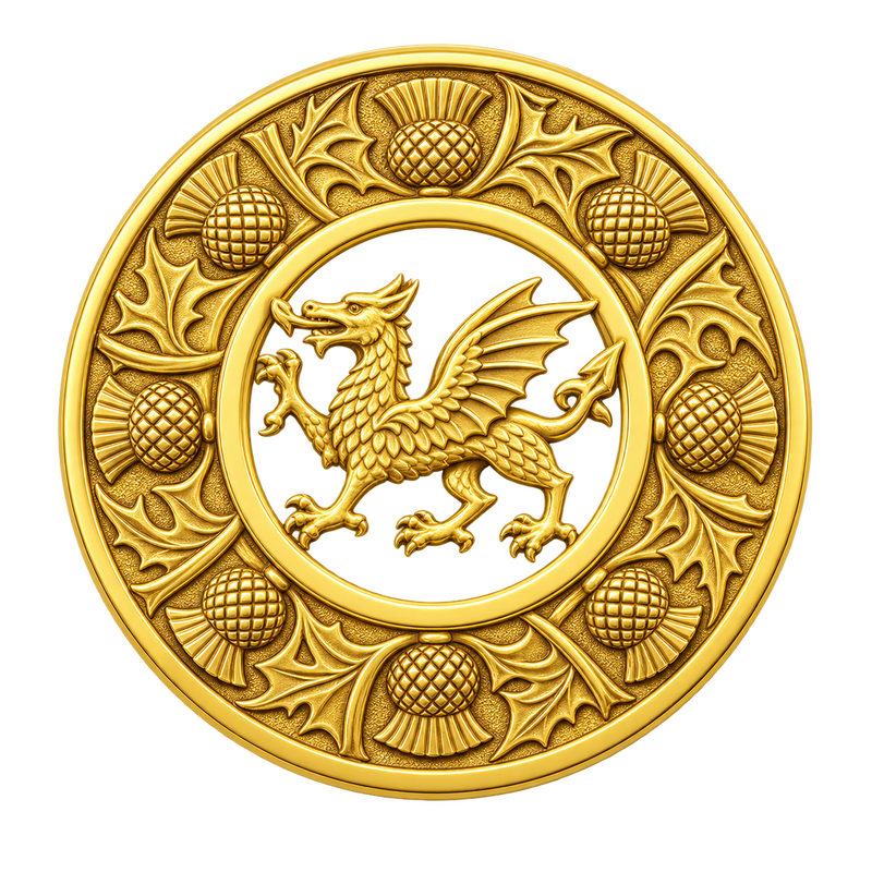 Gold Dragon Kilt Brooch