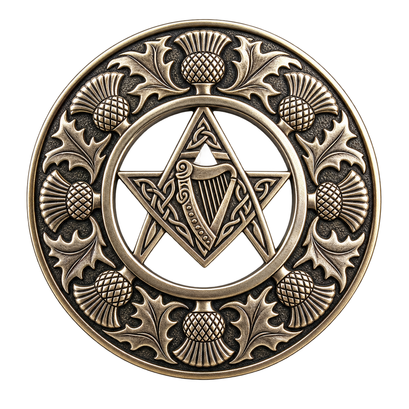 Gold Masonic Kilt Brooch