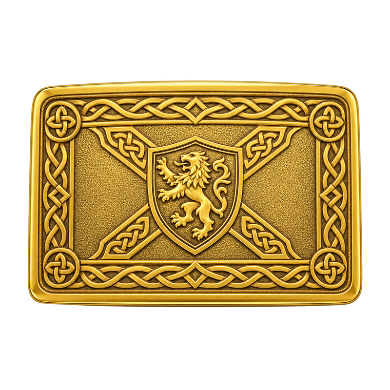 Gold R-Saltire Kilt Buckle