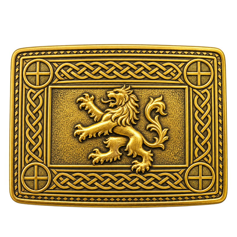 Gold Rampant Kilt Buckle
