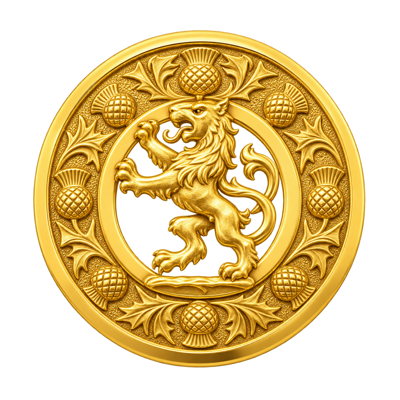 Gold Rampant Kilt Brooch