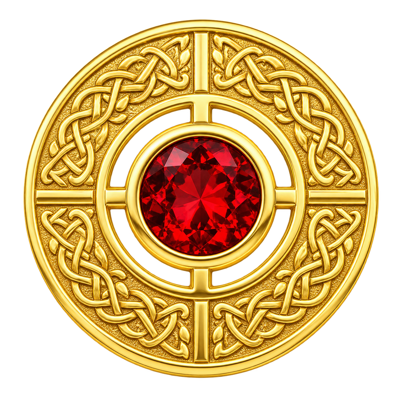 Gold Red Stone Kilt Brooch