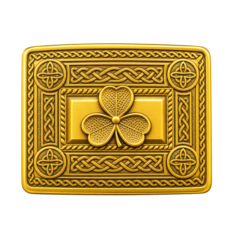 Gold Shamrock Kilt Buckle