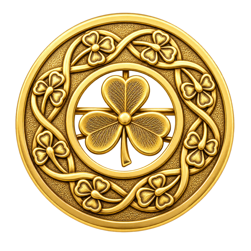Gold Shamrock Kilt Brooch