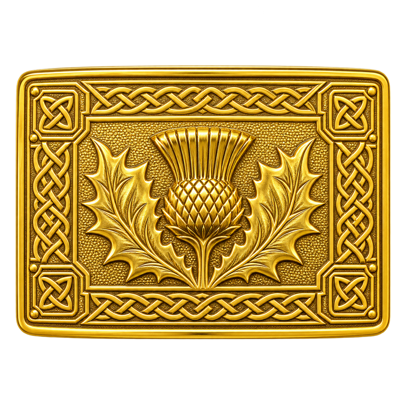 Gold Thistle Kilt Buckle