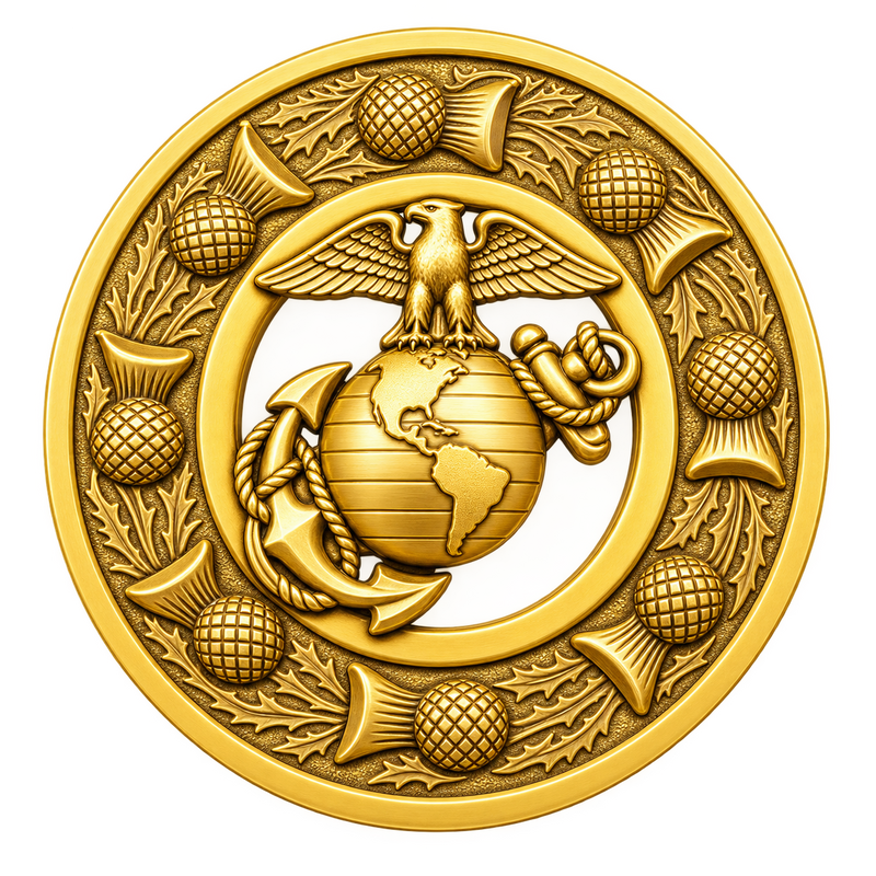 Gold US. Badge Kilt Brooch