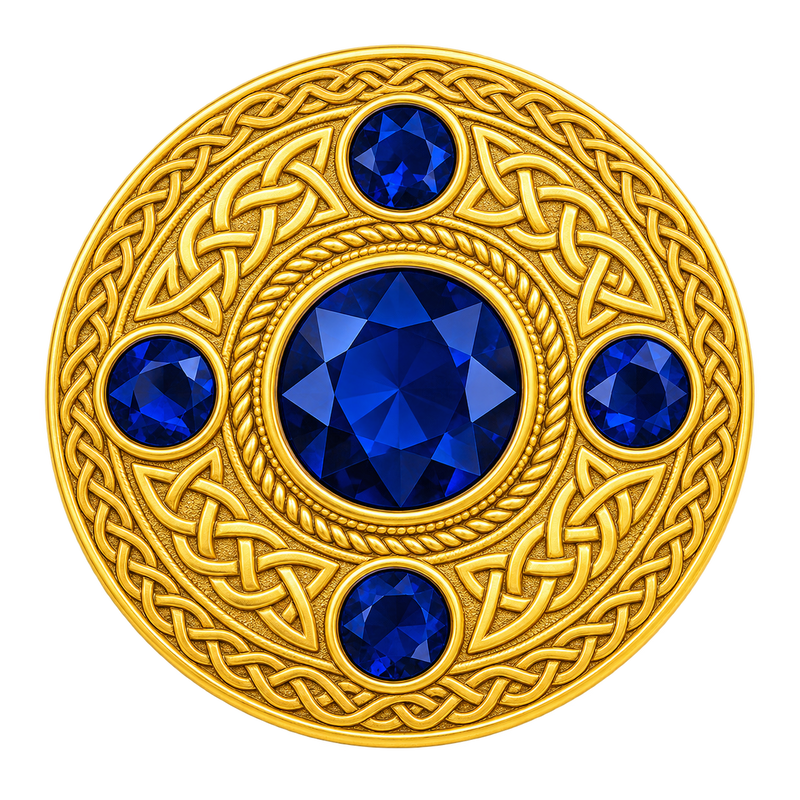 Gold With 5 B-Stone Kilt Brooch