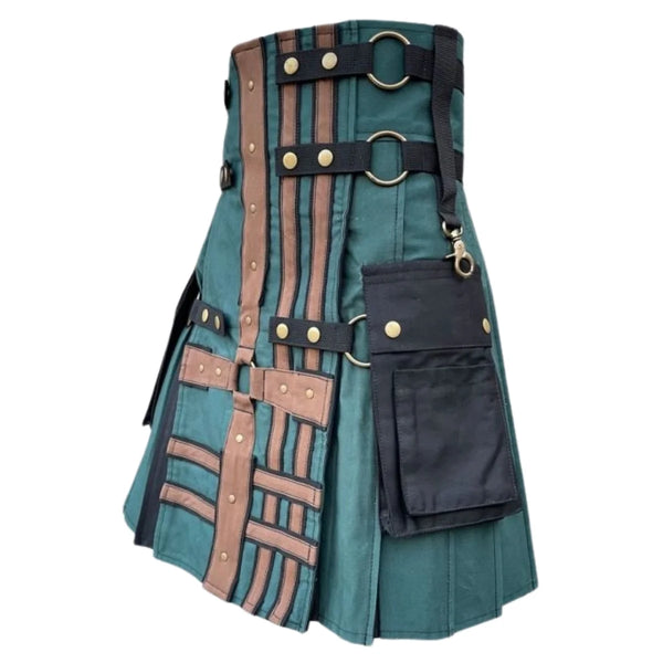 Green & Black Double Cross Utility Kilt