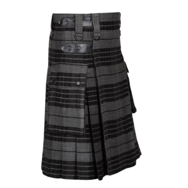 Grey Watch Tartan Utility Kilt with Cargo Pockets