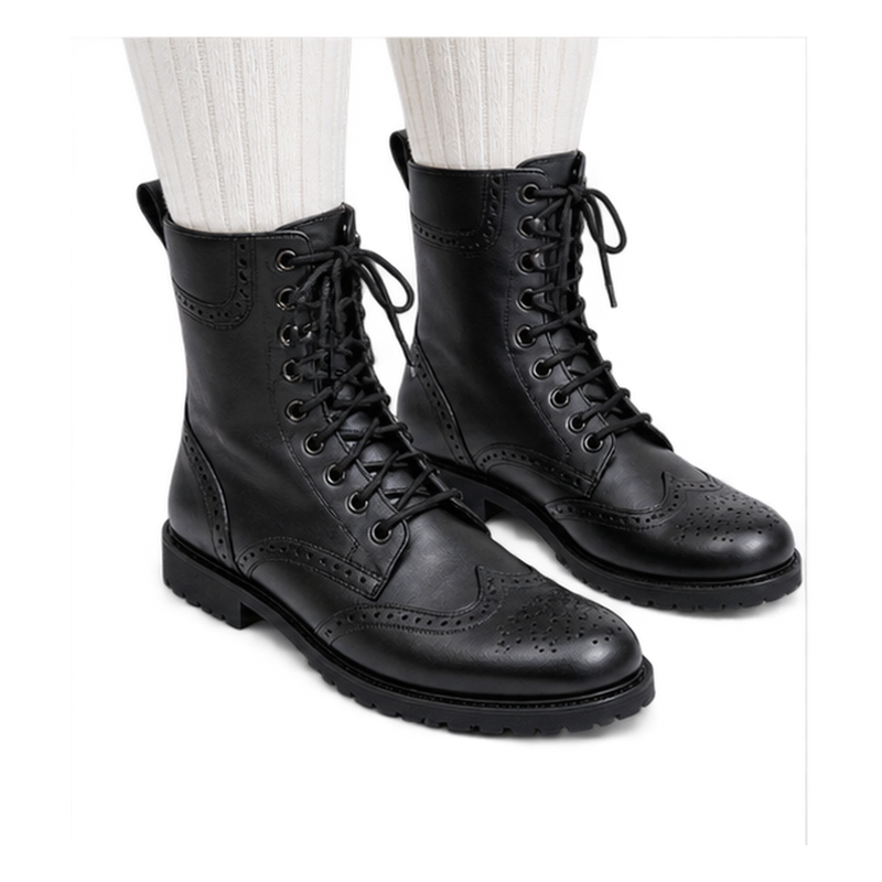 Half Long Black Ghillie Brogue Kilt Boots