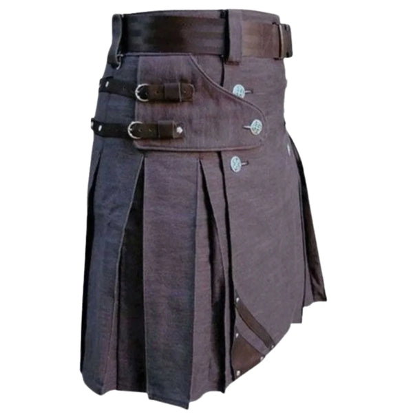 Heavy Duty Denim and Leather Kilt