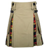 Khaki Cotton Buchanan Tartan Scottish Utility Cargo Hybrid Kilt