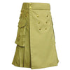Khaki Utility Kilt With Gold Button