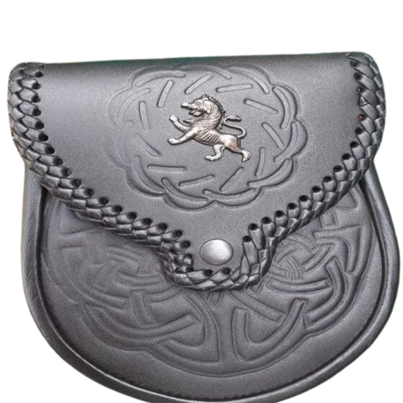 Lion Rampant Black Leather Sporran