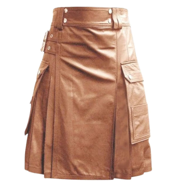 Luxurious Brown Leather Kilt
