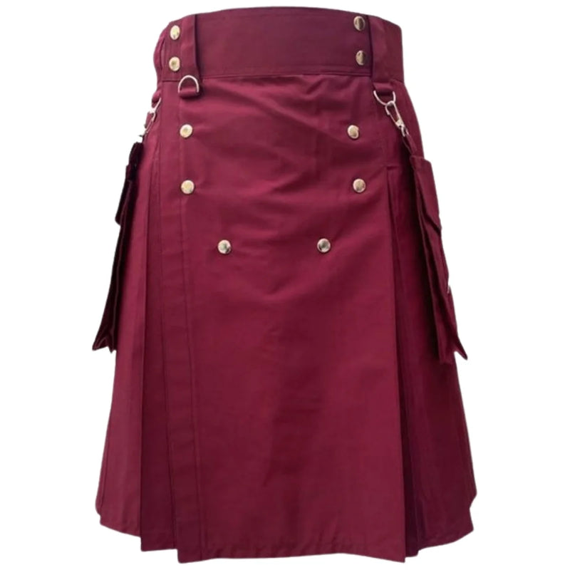 Modern Burgundy Color Utility Kilt