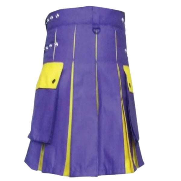 Modern Two Tone Kilt Blue and Yellow