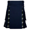 Navy Blue Cotton Dress Gordon Tartan Scottish Utility Cargo Hybrid Kilt
