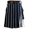 Navy Blue Utility kilt With White Line Style