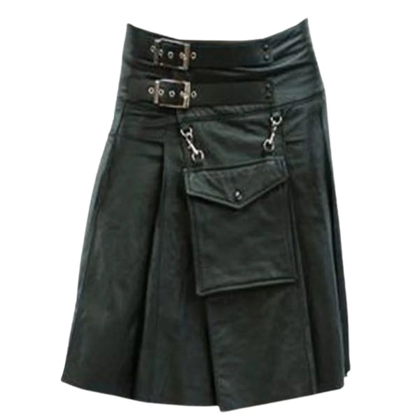 New Black Leather Kilt
