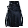 New Stylish Pure Black Leather Kilt