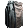 Pleated Black Leather Kilt with Navy Highlights
