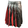 Pleated Black and Red Leather Kilt