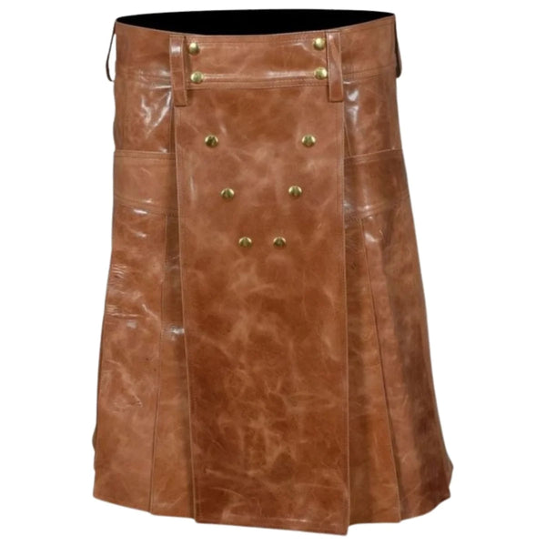 Premium Two-Tone Leather Kilt for Men