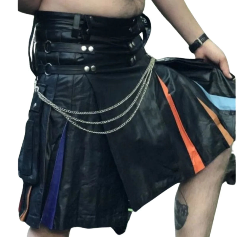 Rainbow Leather Kilt