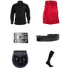 Red Utility Kilt & Black Shirt With Accessories Deal