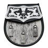 Semi Dress Black Calfskin Large Thistle Plate Sporran - Antique Finish