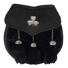 Semi Dress Sporran - Black Rabbit Fur - Shamrock Emblem