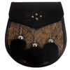 Semi Dress Sporran - Grey Black Rabbit Fur Cross Stud Emboss