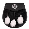 Semi Dress Sporran Black White Rabbit Thistle Badge Sporran - SF4