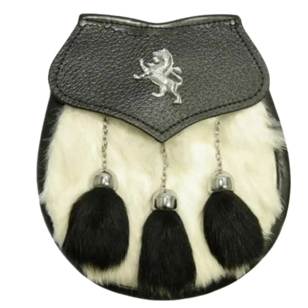 Semi Dress White-Black Rabbit Fur Lion Crest Sporran